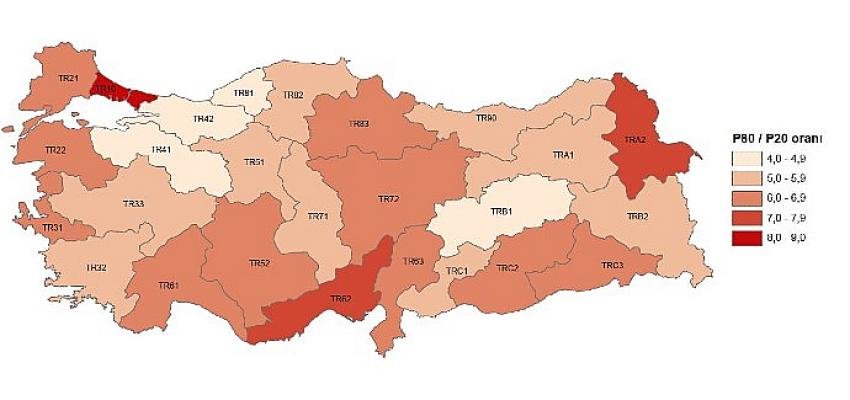 En düşük gelir TRB2 (Van, Muş, Bitlis, Hakkari) bölgesinde gerçekleşti