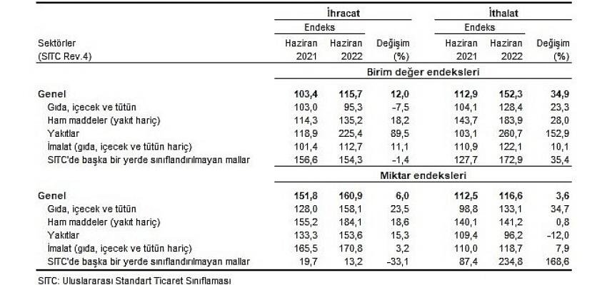 İhracat birim değer endeksi yüzde12,0 arttı